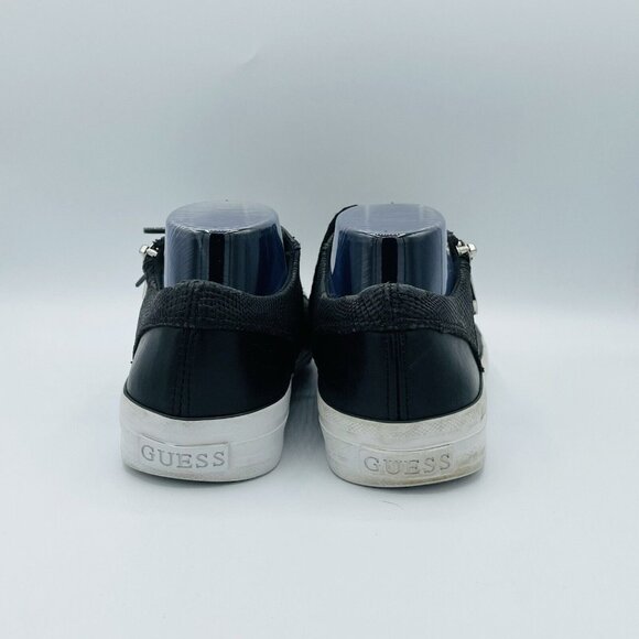 Guess Shoes Womens Size 8.5 Black Lace Up Sneakers Embossed Logo Casual Sneakers - Picture 7 of 12